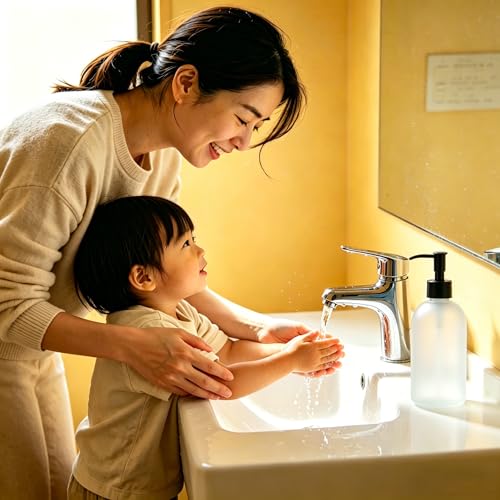 Qaoliffa Frosted White Glass Soap Dispenser with Rust-Proof Pump & 12 Labels