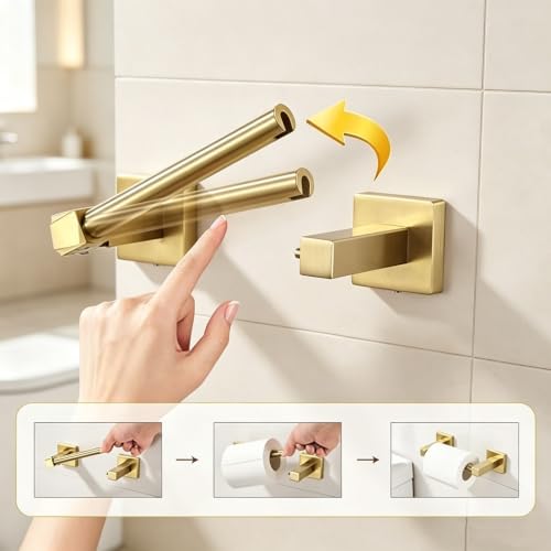 Brushed Gold Stainless Steel Toilet Paper Holder - Wall Mounted