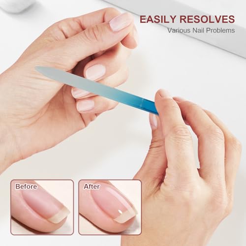 Glass Nail File Set with Case, 3Pcs Double-Sided Crystal Nail Files