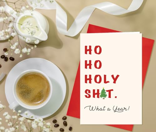 Funny Christmas Card - Holy Shit, What a Year! 5.3" x 8"