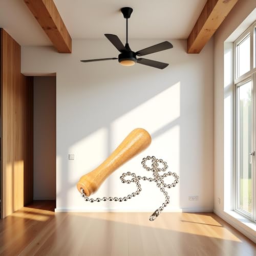 Zhuluck 12-Inch Wood Beaded Ceiling Fan Pull Chain Extension with Brass Connector