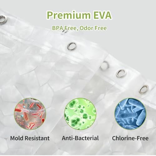 OTraki Clear Shower Curtain Liner 72x78 inch Waterproof EVA