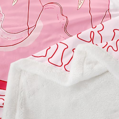 Pink Cowgirl Fleece Blanket for Girls & Women - Multi 04 / Lap Western Throw 40x50 Inches
