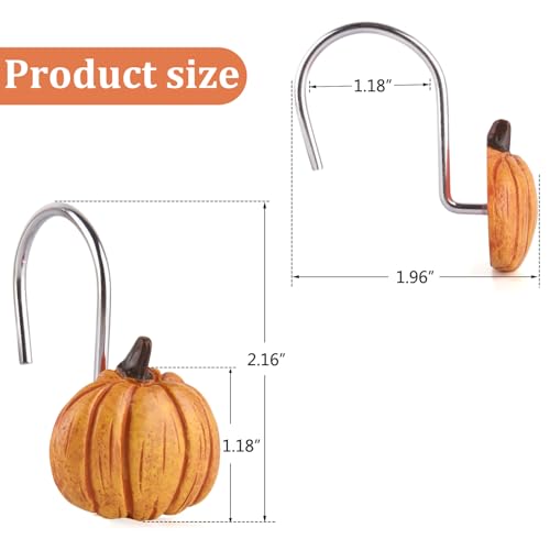 EVOOKA Pumpkin Shower Curtain Hooks - Set of 12 Rustic Metal Fall Rings