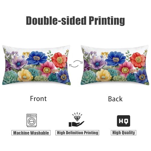 Botanical Watercolor Lumbar Pillow Cover - Set of 2 Velvet
