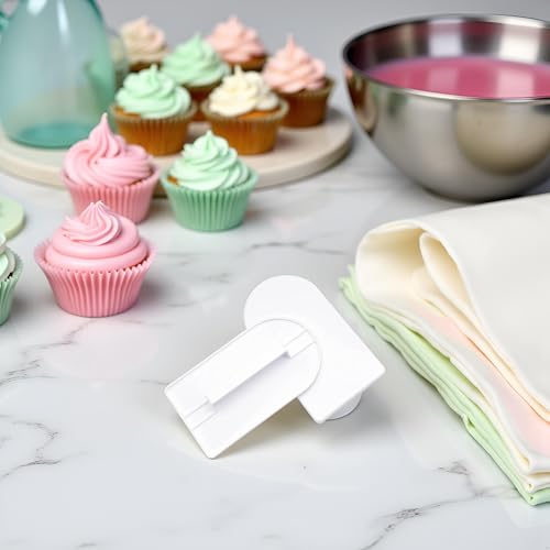 Bwexxt 2 Pcs White Plastic Fondant Icing Smoother and Scraper Tool