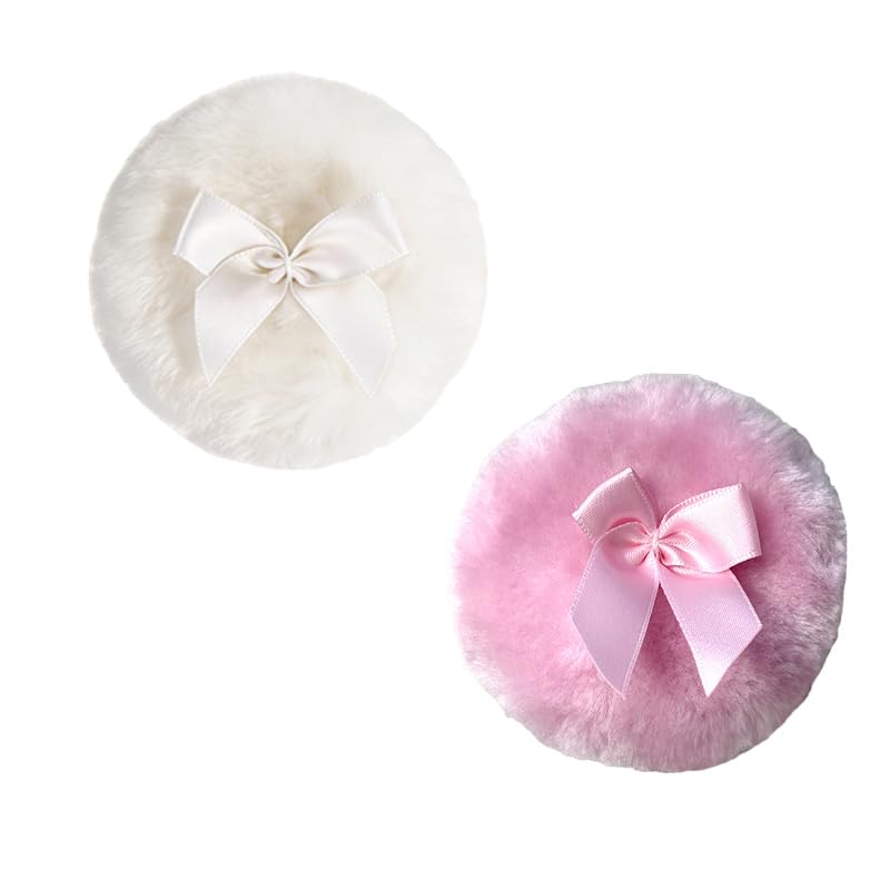 Large Fluffy Powder Puff 2 Pack - 3.54 Inch Ultra Soft Body & Loose Powder Puff