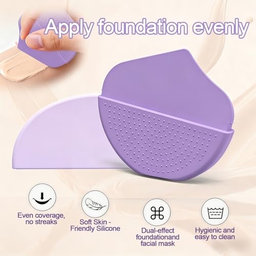 SIHIMESOLFVE Silicone Foundation Brush - Flat Head Makeup Tool in Purple