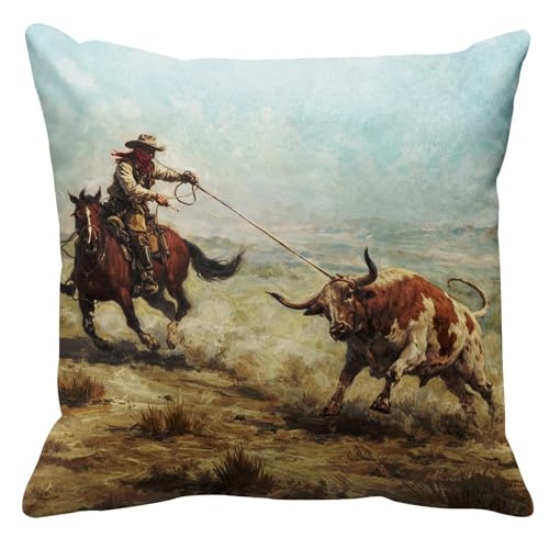 Emvency Western Cowboy Throw Pillow Cover, 18x18 Inch Velvet Cushion Case