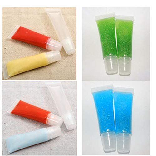 Erewa 12-Pack 8ml Clear Empty Squeeze Tubes Refillable Travel Containers with Funnel for DIY Lip Gloss and Toiletries