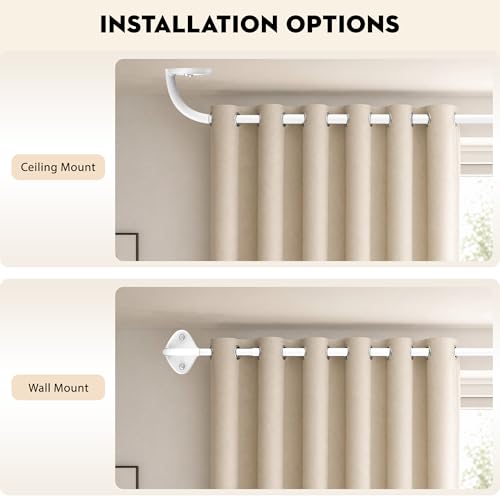 Adjustable Wrap Around Curtain Rod, 28-48 Inch, White Blackout Design