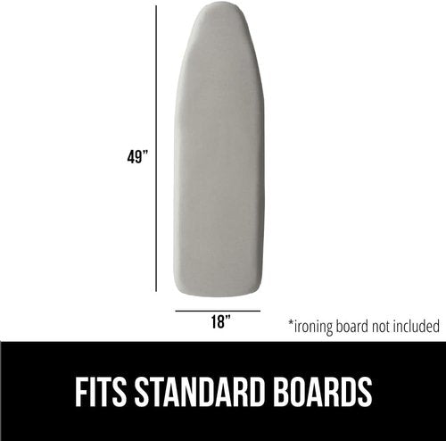 GORILLA GRIP The Original Ironing Board Cover and Pad, Silicone Coating, 400°F Scorch Resistant Thick Padding, Heavy Duty Iron Covers Standard Boards, Hook and Loop Fastener Strap, Silver 18x49