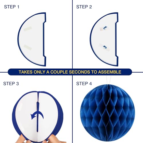 Blue Birthday Decorations Set with Banner, Honeycomb Balls & Swirls