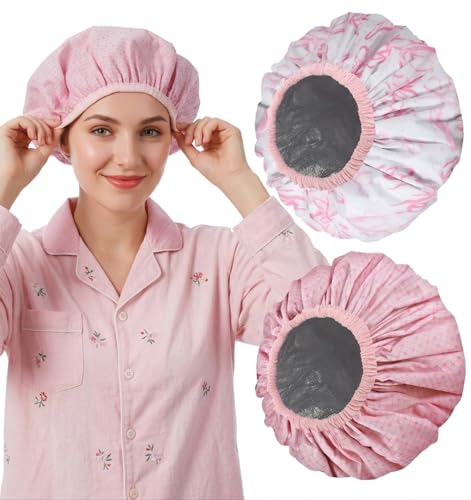 Deep Conditioning Hair Cap 2-Piece Set - Waterproof Double Layer Shower Cap