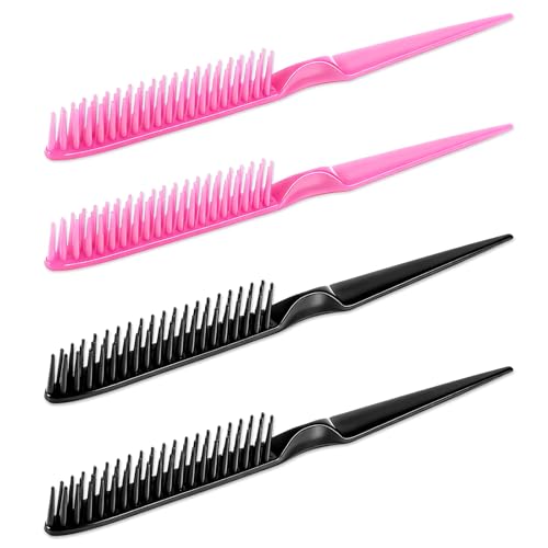 Exircy 4-Piece Rat Tail Hair Styling Comb Set with 3-Row Brushes