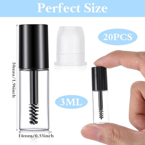 Nogeqi 20PCS Empty Mascara Tubes 3ml with Wands for Castor Oil
