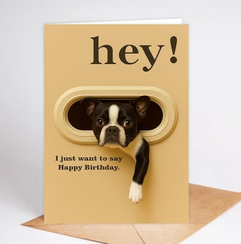 Funny Boston Terrier Birthday Card - Cute Dog Greeting Card