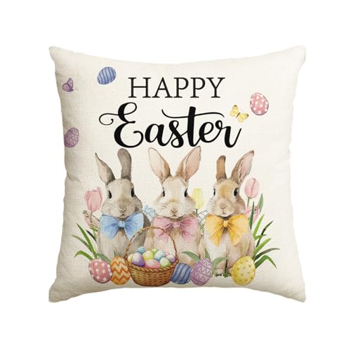 Easter Bunny Throw Pillow Cover - 18x18 Inch Polyester Cushion Case
