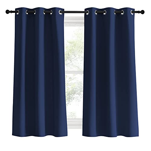 NICETOWN Navy Blackout Curtains - 34"x60" Energy Efficient Grommet Panels