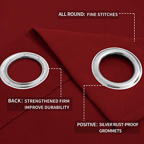 Easy-Going Thermal Blackout Curtains, 2 Panels 52x96 in, Christmas Red