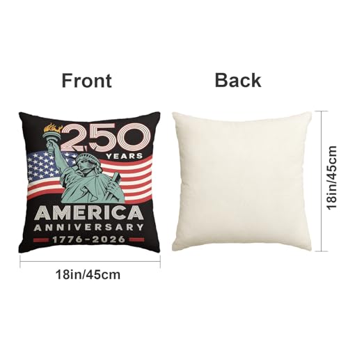 250th Anniversary Patriotic Pillow Cover 18x18 Inch - USA 1776-2026