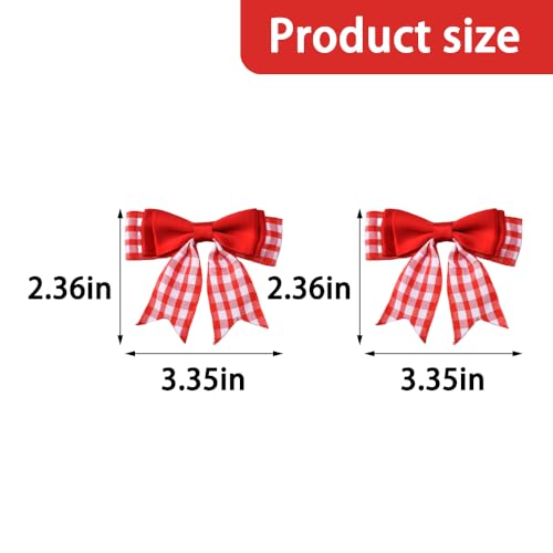 Sudaporn Red Check Mini Bow Hairclip 2Pcs Christmas Hair Accessories