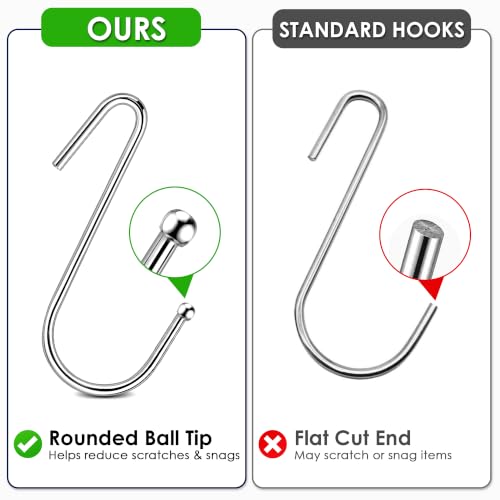 S Hooks for Hanging - 3.4 Inch Rust-Proof Stainless Steel, 20 Pack