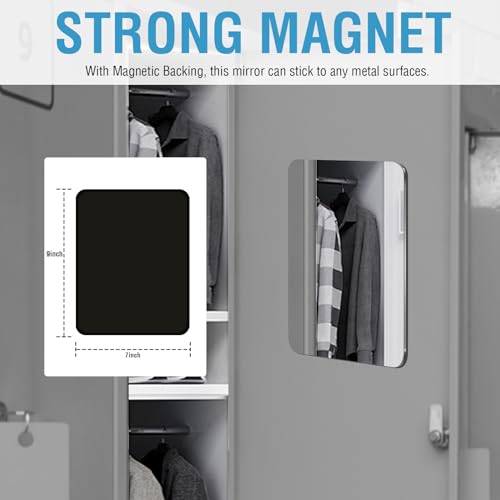 Tooackl 5x7 Inch Magnetic Locker Mirror, Shatter-Resistant Acrylic