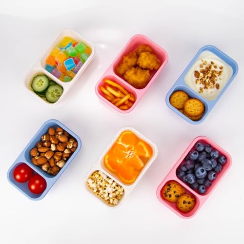 DOSEWART 2-Compartment Reusable Snack Containers - Eco-Friendly Meal Prep Packs (3 Pack)