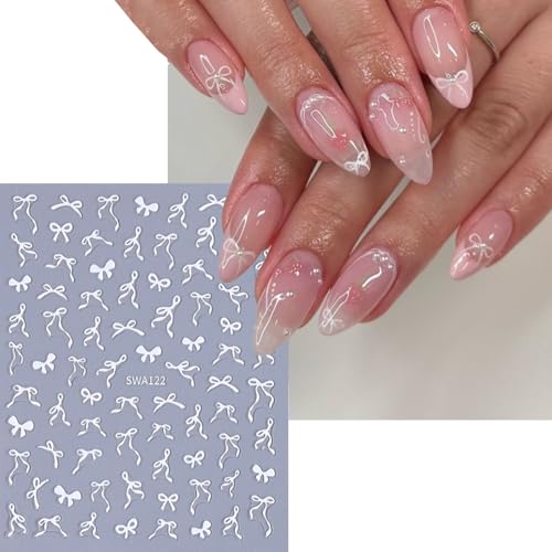 8 Sheets 3D Self-Adhesive Ribbon Bow Nail Art Stickers Decals
