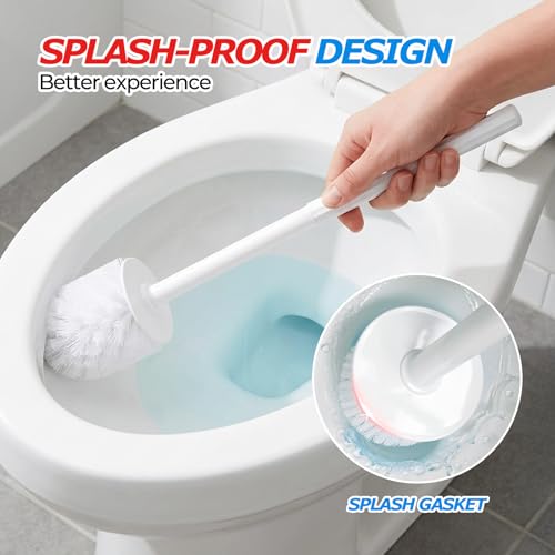 FORASTO Toilet Bowl Brush and Holder Set, 2-Pack White Cleaning System
