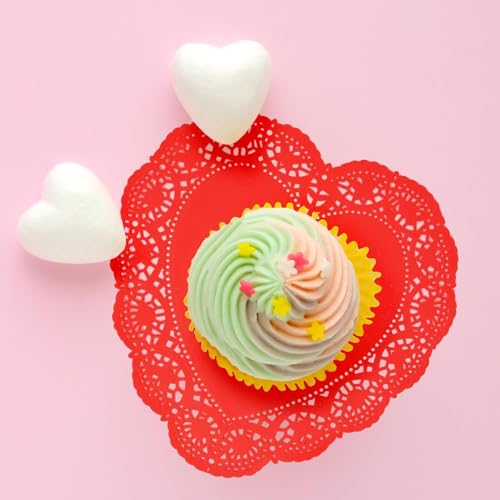10-Inch Heart Doilies - 25 Pcs Red Valentine Craft Set
