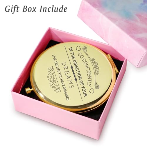 QUSTGO Personalized Compact Mirror - Engraved Inspirational Gift for Women