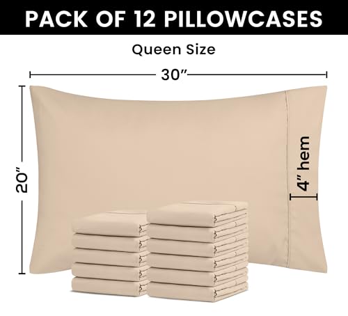 Utopia Bedding Queen Pillowcases Set of 2, Beige Soft Microfiber Pillow Covers