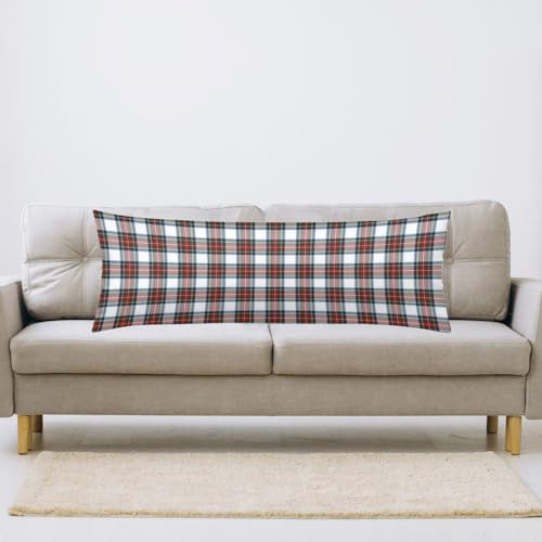 Christmas Body Pillow Cover 20x54 Red White Plaid Zipper Decorative Farmhouse Pillowcase - Colors-U-005