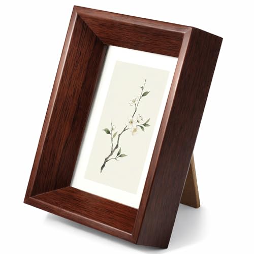 Eldraqth 2x3 Picture Frame, Rustic Walnut Wood Mini Photo Frame for Tabletop