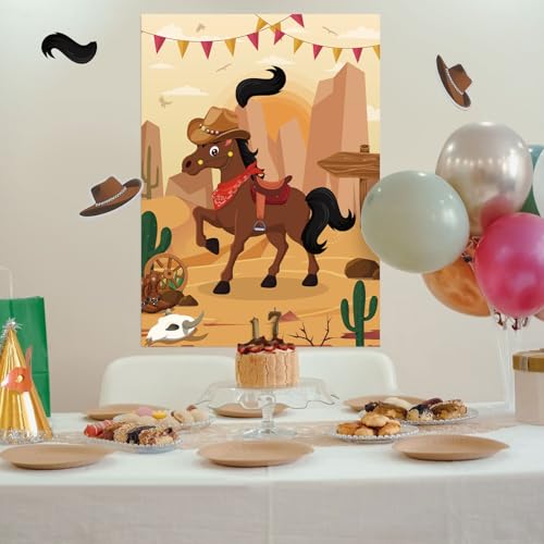 Pin the Tail on the Horse Game - Cowboy Party Supplies for Kids