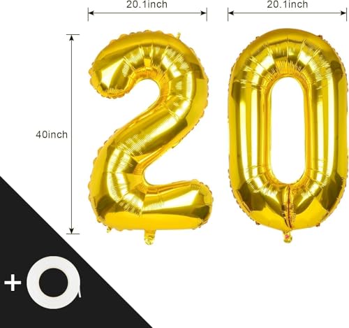 40 Inch Gold Foil Number Balloons for New Year & Graduation Parties