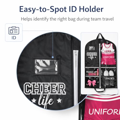 40" Water Resistant Cheer Garment Bag for Girls with 4 Pockets