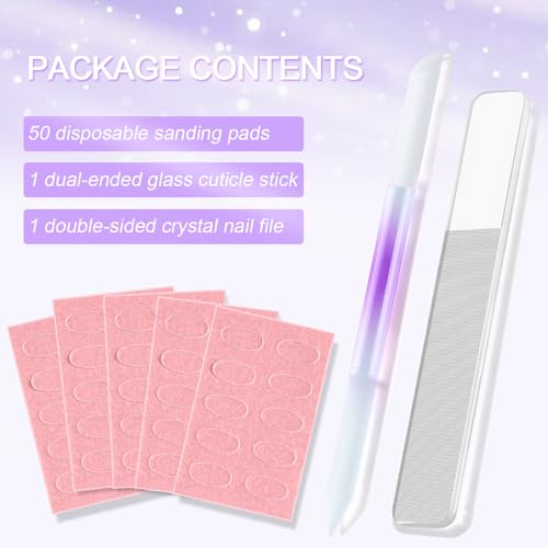 Glass Nail File and Cuticle Pusher Set with Sanding Pads