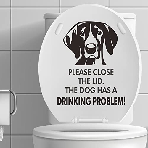Funny Dog Toilet Seat Sticker - Please Close The Lid Removable Vinyl Decal