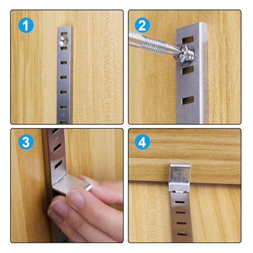 8 Pieces 17" Shelf Pilaster Tracks, Adjustable Bracket Rails with