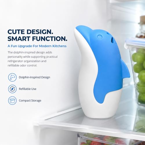 Asltw Dolphin Refrigerator Deodorizer Box - Refillable Blue Odor Absorber