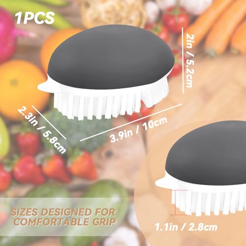 Vegetable Brush with Potato Eye Remover - Ergonomic Kitchen Scrubber, Grey