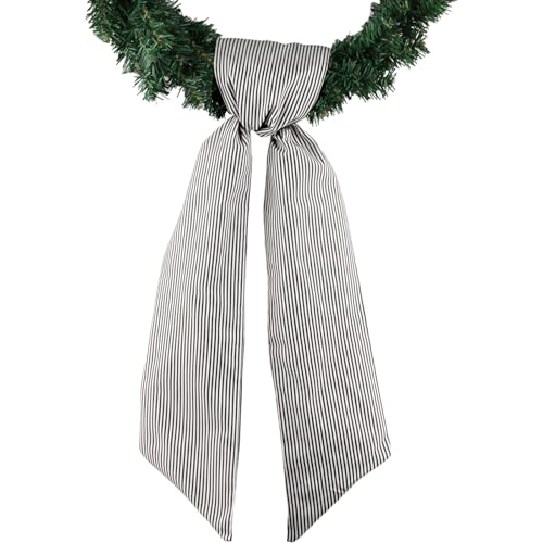 YKW Black and White Stripe Wreath Sash for Modern Decor