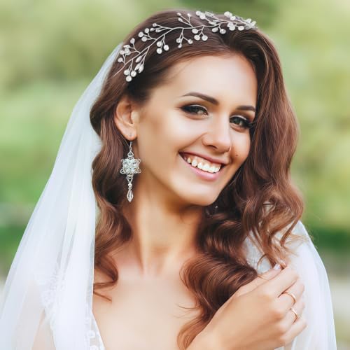 GAFATORY Pearl Wedding Headband & Crystal Bridal Hair Piece Crown