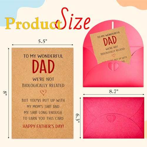 Funny Father's Day Card for Stepdad - 5.5"x8" Humorous Gift