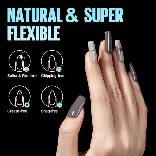 TOMICCA Medium Square Soft Acrylic Nail Tips - 240Pcs Pre-Shaped Half Matte