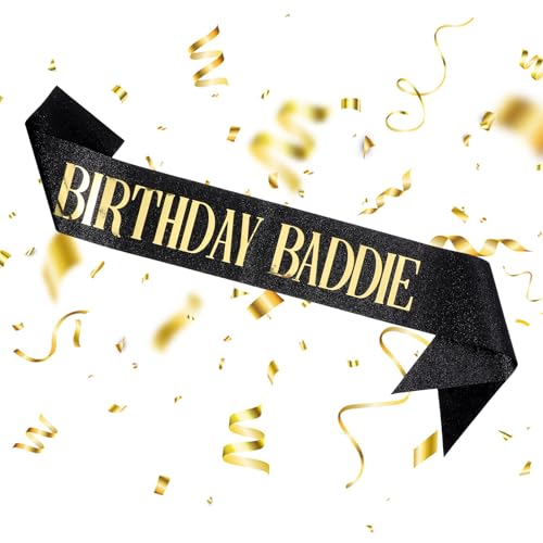 Birthday Baddie Sash for Women - Adjustable Black Party Sash