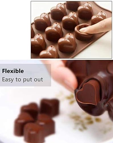 ROTDAM 15-Cavity Heart Silicone Chocolate Mold 2-Pack for Candy & Wax Melts